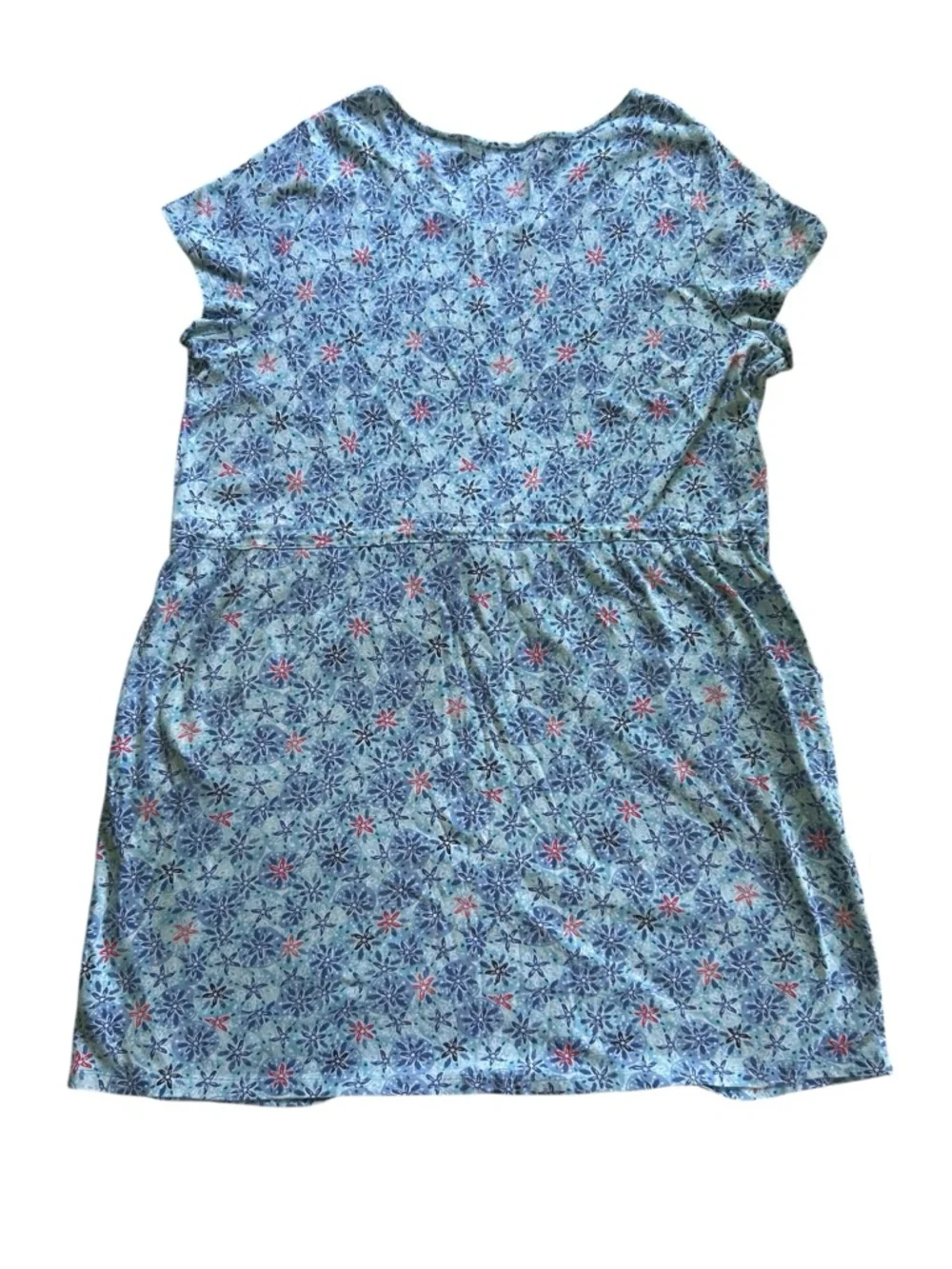 Talbots 100% Cotton T Shirt Dress Drawstring Waist Size 3X Floral Sand Dollar - Picture 9 of 11